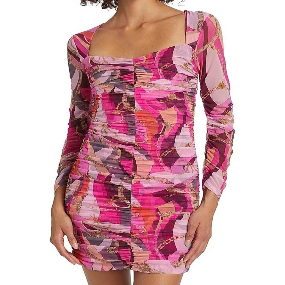 L'Agence Lolisa Sweetheart Bodycon Party Mini Dress Size 12 Pink Buckle Swirl
